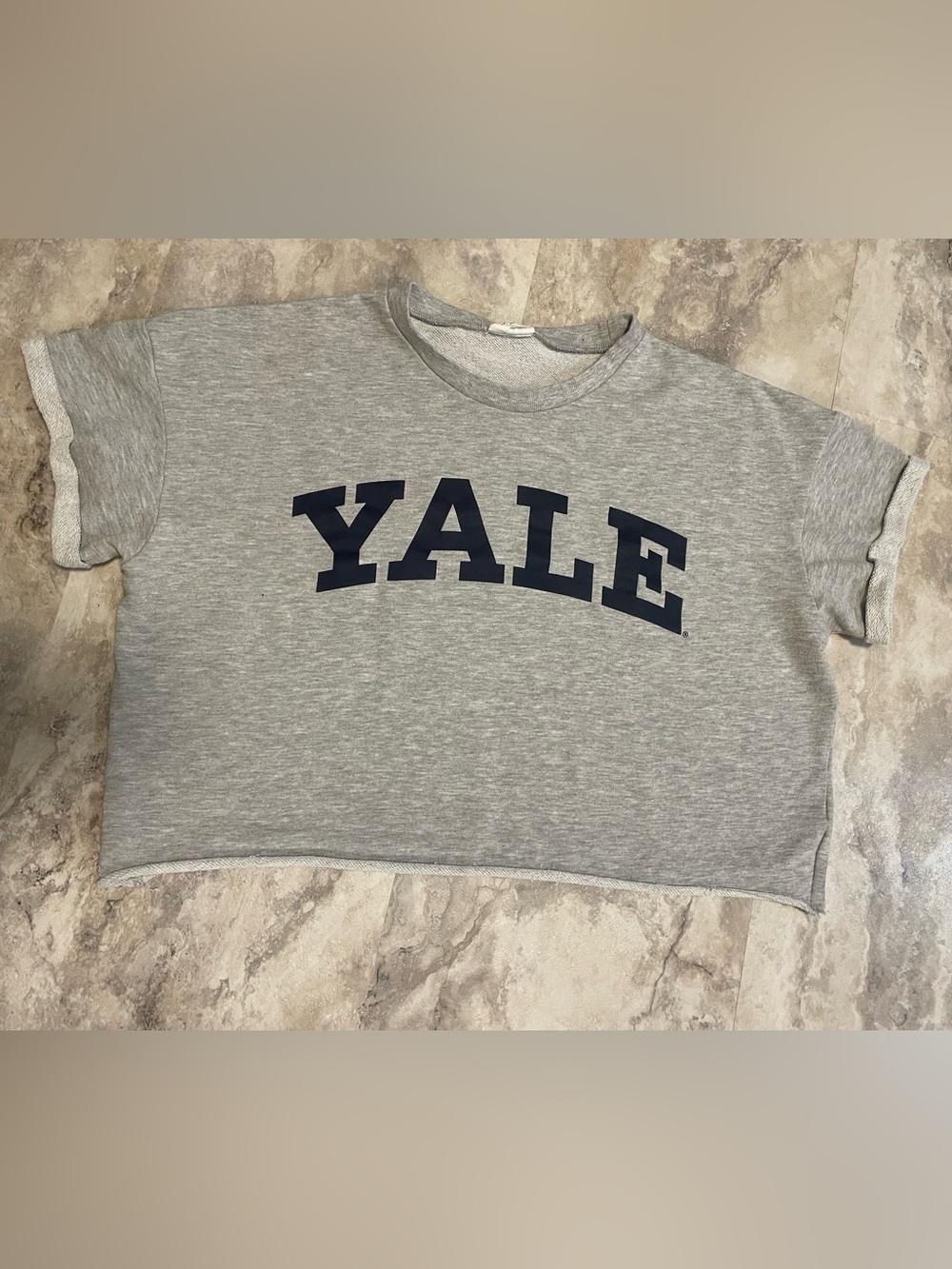 Yale University Grey Crewneck Sweatshirt Crop Top